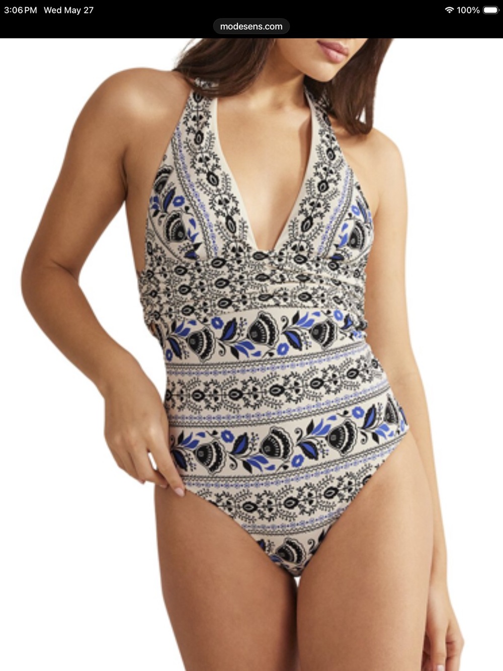 Boden Bow Detail Halter Swimsuit One Piece Size 6 Summer Beach Coastal Vacation